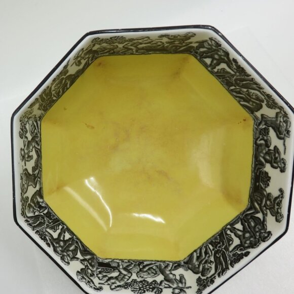 Vintage Cauldon Ware Yellow & Black Octagonal Ceramic Bowl - Picture 5 of 10